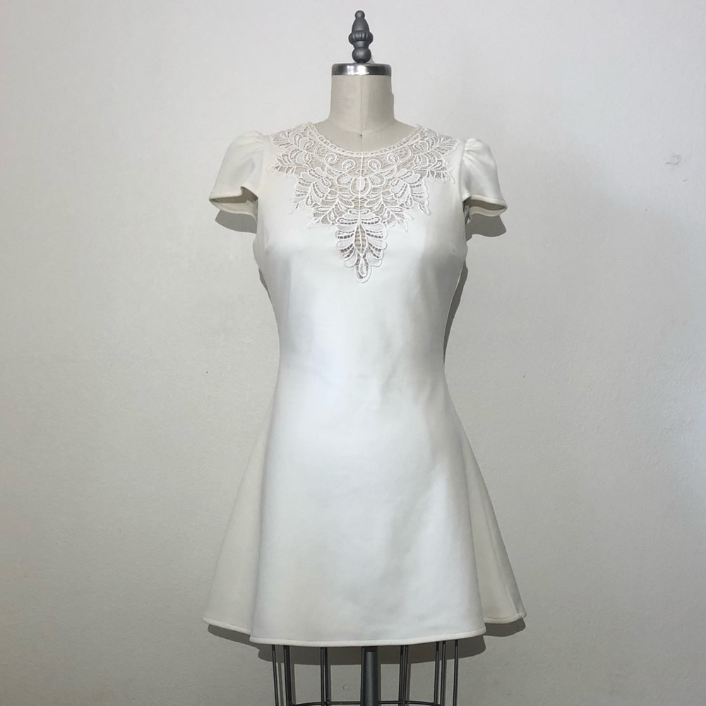 Lulus White Dress with Lace Appliqué